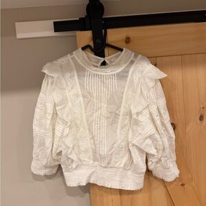Aritzia White Ruffled Blouse
